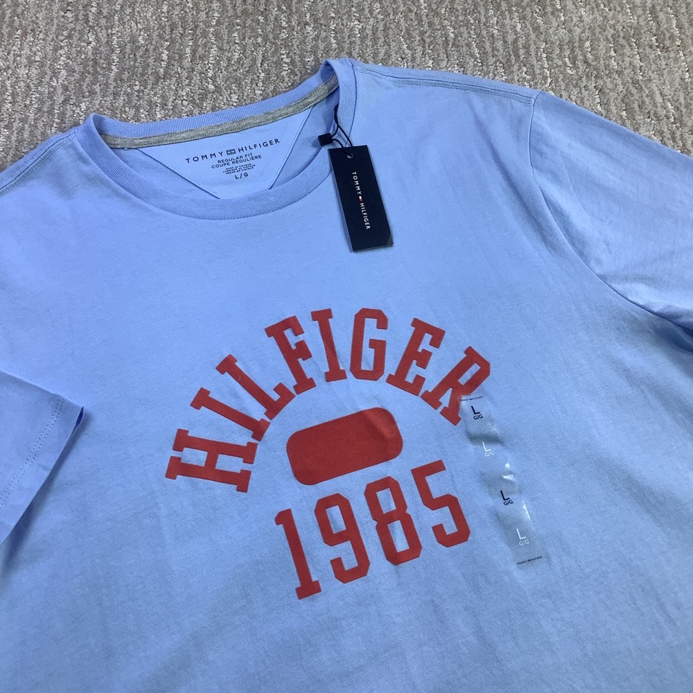 Tommy Hilfiger Mens Hilfiger 1985 Graphic T-Shirt Blue Red Size L NWT